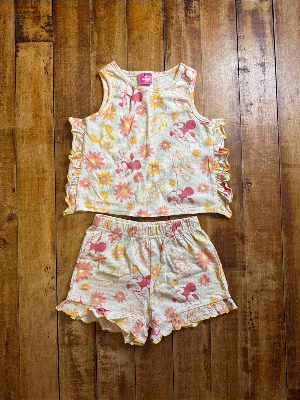 Disney Tank shorts set outfit 4T cotton muted tones boho summer beach vacation